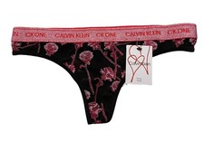 Calvin Klein Thong Panty CK One Shimmer Glitter Logo Band Black QF6681 001 XS