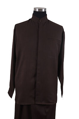 New Men's 2-piece Mandarin/ Banded Collar Casual Shirt Set /Walking Suit 2826
