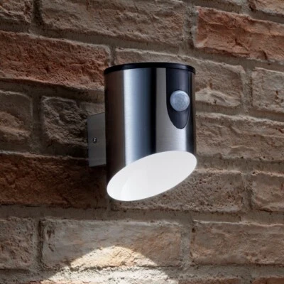 Auraglow batteriebetriebene kabellose LED-Wandleuchte aus Stahl mit PIR-Bewegungssensor für Außenbereich - Bild 1 von 4