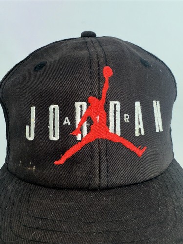 OG 1990s Vintage Nike Air Jordan Black Hat Zip Back Cap 23 RARE PREWORN - Picture 2 of 13