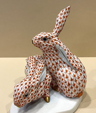 Herend Figurine larger Bunny / Rabbit Pair - ...