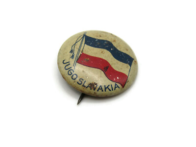 Vintage Kingdom of Yugoslavia Flag Pinback Button Souvenir Badge ''Jugoslavakia''