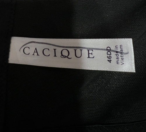 Cacique Women BALCONETTE BRA 46DD Black Gold Strappy Lattice Lace Wired Luxe NEW - Picture 2 of 9