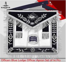 Masonic Chaplain Blue Lodge Officer Apron Navy Blue Silver Fringe Regalia