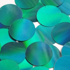 Round Sequin 50mm Teal Lazersheen Rainbow Reflective Metallic Made in USA