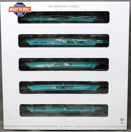 ATHEARN #98904 MAERSK Maxi I Well Car (Early) Juego de 5 coches, C7  | Zustand: Used