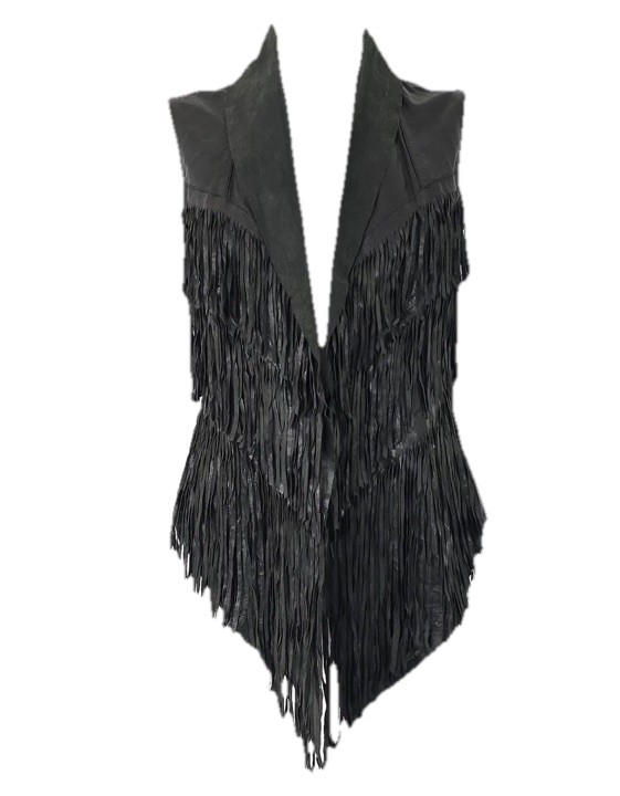 Chaqueta Chaleco Chaleco Cuero Borla All Saints Negro UK10/12 US6-8 De Colección