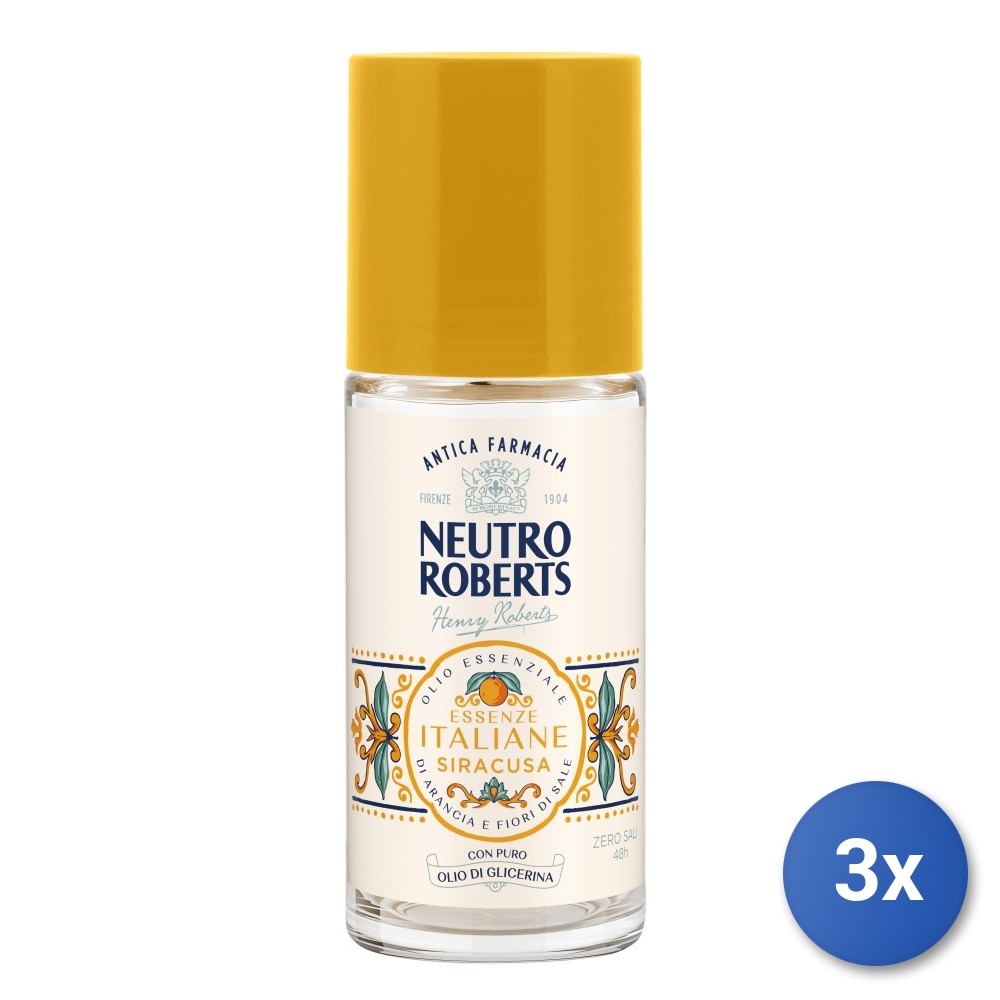 3X Roberts Roll-On Deodorant 50 Ml. Italian Essences Syracuse