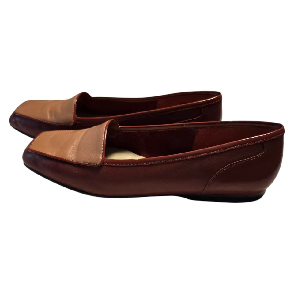 Enzo Angiolini ‘Liberty’ Burgundy/Rose Leather Flats Women's Size 6.5 M Brazil - Image 2 of 4