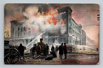 Portland,ME Destruction of City Hall by Fire, Insurance Advertising Back Maine