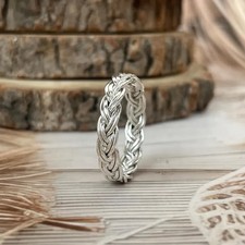 Handmade Braided 925 Sterling Silver Ring   Woven Boho Band Ring All Size