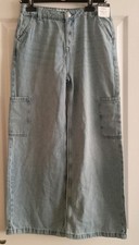 M & S Mädchen blau Denim weites Bein Cargo J...
