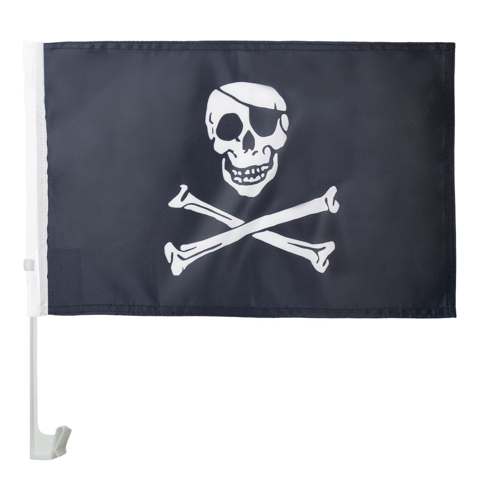 Drapeau pirate tête de mort pour décoration voiture 30x45cm à clipser