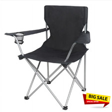 Ozark Trail Quad Folding Camp Chair with Cup Holder, Black Freeshipping