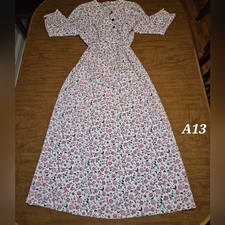 Mennonite Medium Floral Dress with Belt- Christian Modest OOAK A13