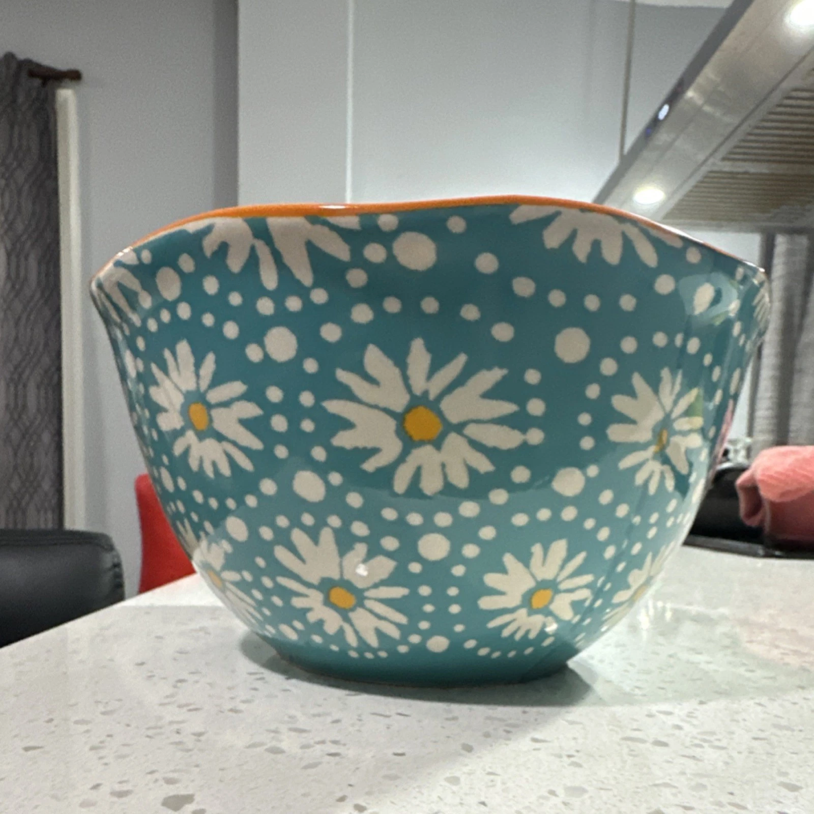 Pioneer Woman Ceramic Mixing Bowl Floral Blue White Yellow Orange