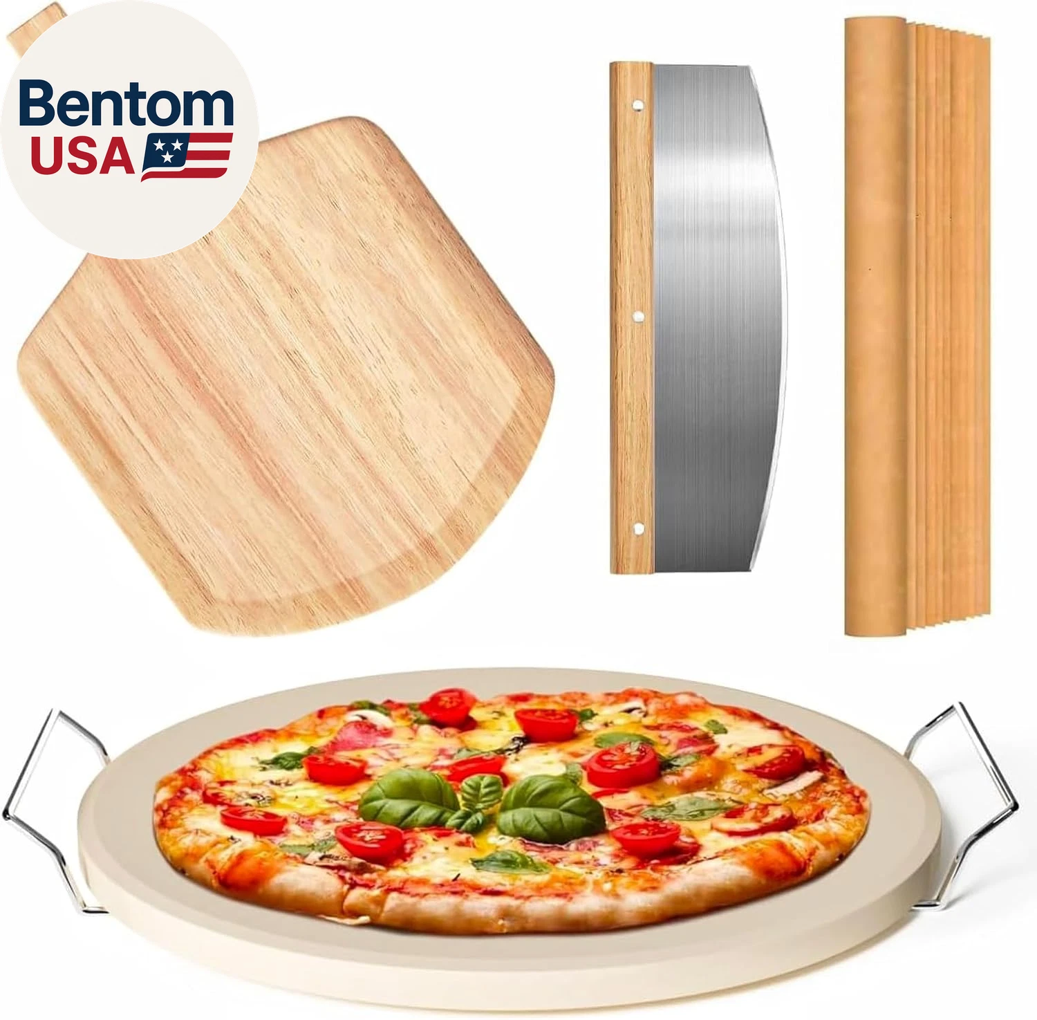 5 PCS round Pizza Stone Set, 13" Pizza Stone for Oven and Grill with Pizza Peel(
Opens in a new wind