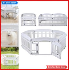 Plastic Dog Playpen 6 Panel 24 Inch 67x67 Inch Indoor Outdoor Small Pet Fence