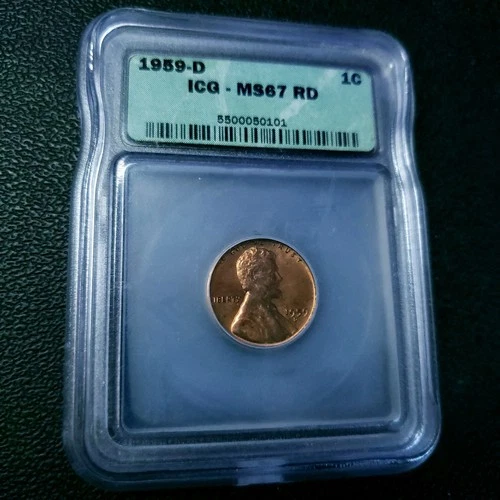 1959-D Lincoln Cent ICG MS67 RD First Year Memorial Reverse Gem Red