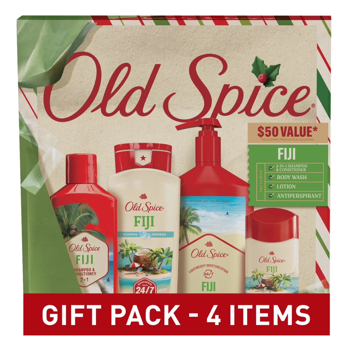 Old Spice Fiji Holiday Gift Set Deodorant, Body lotion, body
