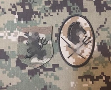 NSWDG DevGru Black SQN Sleeve Patch & Gold Camo Garrison Patch Set of 2.