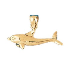 Dolphin Charm Pendant 14k Gold