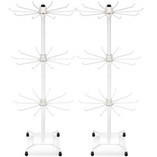 2 Pcs Rotating Display Stand Jewelry Display Rack with Hooks Metal Earrings S...