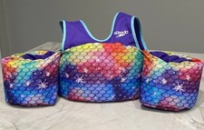 Speedo Child Life Vest With Arm Floats Kids Child 33-55 pounds Rainbow Mermaid