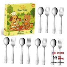 Set of 12 Silver Toddler Eating Utensils - Food Grade Stainless Steelware