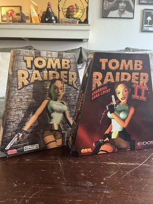 Tomb Raider 1 & 2 Original Big Box Trapezoid PC Core Eidos Windows 95 Lara Croft