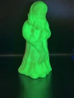 Fenton Burmese Santa with Stocking Uranium Glass Maroon Swirl Frosted 8 In Mint