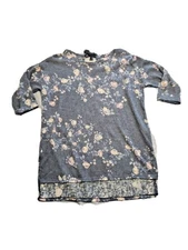 Womens Large Light Weight Knit Top Lauren Conrad Runway Blue Floral