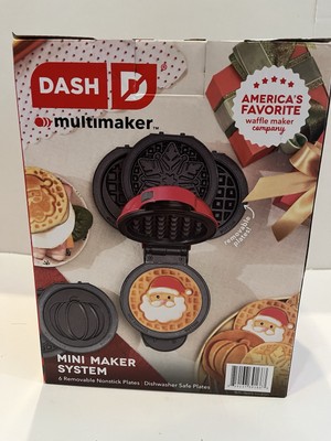 New Dash MultiMaker  Mini System Holiday Waffle Maker with 6 Removable Plates