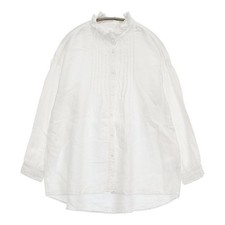 nest Robe Linen ruffle collar pintuck blouse 01221-1168 shirt white 6-0309M  