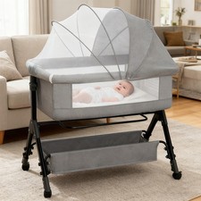 4in1 Baby Bedside Crib Adjustable Rocking Bassinet with Mattress & Storage