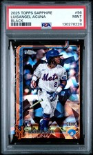 2025 TOPPS CHROME SAPPHIRE BLACK #56 LUISANGEL ACUNA ROOKIE RC 3/10 PSA 9