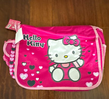 Hello Kitty Pink Nylon Messenger Bag w/ Adjustable Straps, Hearts Design