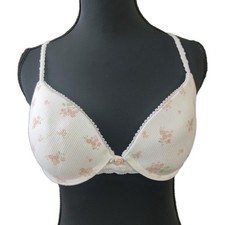 Laura Ashley Bra 34B Gra White Underwire Light Padding Lace