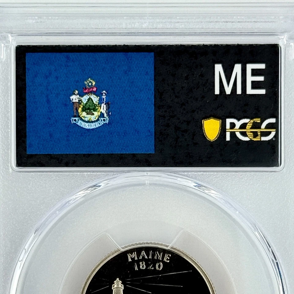 Maine Quarter PR70DCAM 2003-S PCGS Clad Best Top Grade 25c ME State Flag Label - Image 2 of 4