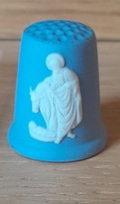 Vintage Wedgwood Blue Jasperware thimble Christmas 1987