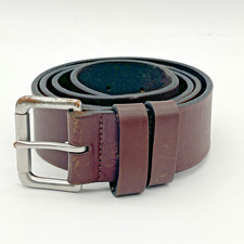 Polo Ralph Lauren Belt Mens 38in Brown Leather Silver Buckle Embossed Logo