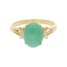 Goldring mit Chrysopras, Gold 750, Second Hand 25325558 getragen Größe 52