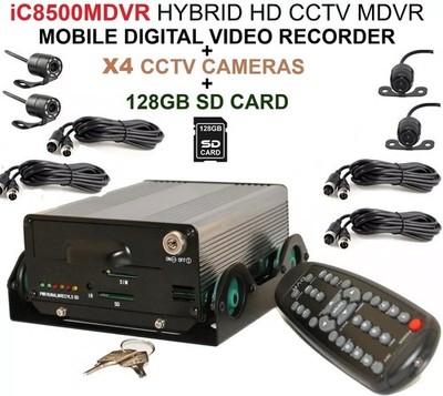 iC8500MDVR HYBRID HD MOBILE TAXI CCTV DVR + 128GB SD KARTE. OPTION 2 oder 4 KAMERAS