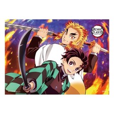 Image of Demon Slayer: Kimetsu No Yaiba Fabric Poster Tanjiro And Kyojuro Rengoku 84 X 118