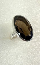 Huge Smoky Quartz Sterling Silver Ring Size 8.5