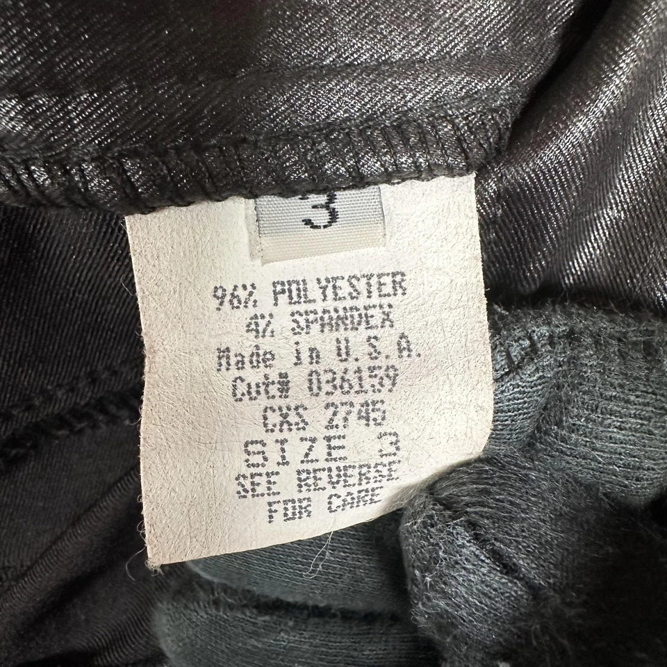 Paris Blues Pants Womens 3 Black Coated Flare Croc Pattern Stretch USA Y2K - Image 3 of 4