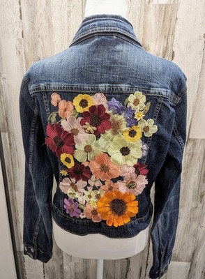 Custom Designed Floral Embroidered Jean Jacket For Women