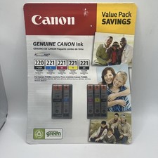 Canon ink 220  221 Black Tricolor Yellow, Cyan  Magenta Combo Pack Genuine OEM