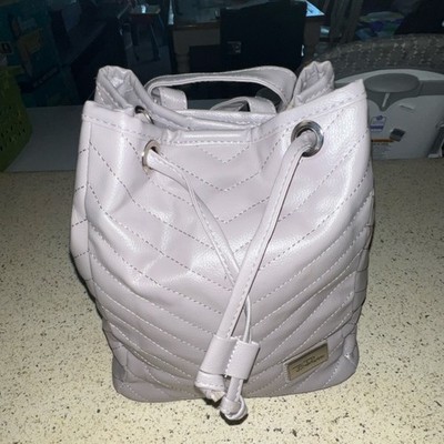 Bella Russo Light Purple Shoulder Bag Silver Hardware Quilted Drawstring Accent