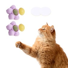 2Pcs Universal Catnip Balls Cat Teeth Cleaning Ball Purple Yellow